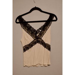 Topshop Cream & Black Lace Trim Cami Tank - Size 8